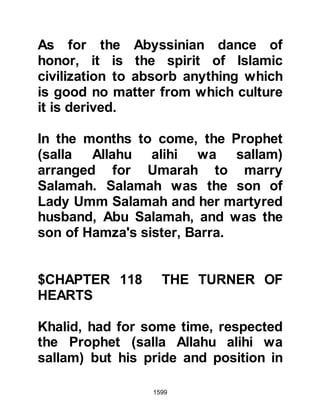 1599
burial the Prophet (salla Allahu alihi
wa sallam) asked Umm Ayman,
Ladies Sawdah and Umm Salamah to
prepare his daughter. After the
completion of the ritual washing the
Prophet (salla Allahu alihi wa sallam)
removed an underwrap he was
wearing and told them to wrap her in
it before her shrouding. Then, he led
the funeral prayer after which the
funeral procession sadly made its
way to the graveyard where she was
lowered gently into her place of rest
and the Prophet (salla Allahu alihi wa
sallam) prayed for her yet again.
@THE LONG AWAITED NEWS
Lady Khadijah was the only wife to
bear the Prophet (salla Allahu alihi
wa sallam) children. None of his later
wives conceived his child.
 