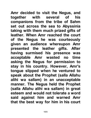 1605
As before, Abdullah's words spurred
the Companions on and they
continued to march northwards. A
few hours after having reached Ma'an
and their eyes fell upon their enemy.
It was not to their advantage to
engage the enemy immediately so
Zayd issued the order to withdraw
southwards to a place called Mu’tah
where the terrain offered more
protection. However, the enemy
spotted their arrival, and wishing to
finish the matter in the shortest time
possible, marched after them. As
soon as Zayd reached Mu’tah he
ordered the Muslims to prepare
themselves for the hostilities.
@THE VISION OF THE PROPHET
 