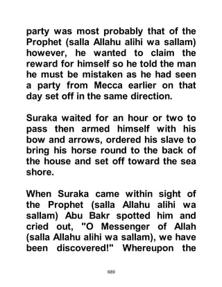 689
with peace, feed the hungry; honor
the ties of kinship, pray when others
sleep and you shall enter Paradise in
peace."
This simple, yet beautiful song of
sincerity in praise and love of the
Prophet (salla Allahu alihi wa sallam)
was among the first to be composed
and sung in his presence. It is
important for all those who love Allah
and His Prophet (salla Allahu alihi wa
sallam) to realize that the Prophet
(salla Allahu alihi wa sallam) neither
objected nor forbade such
compositions and we would do well
to remember the words of Allah that
say:
“Allah, and His angels praise and
venerate the Prophet.
 