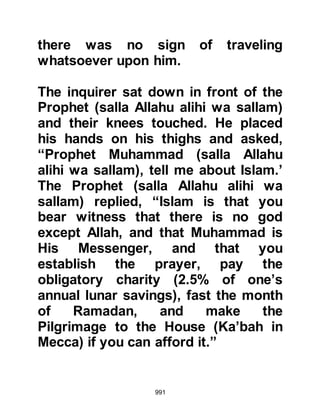 991
$CHAPTER 72 THE CARAVAN EN-
ROUTE TO IRAQ
The Muslims had succeeded to ally
themselves with several tribes on the
trade routes that lay to the north of
Medina. As a result the Koraysh
caravans, who relied heavily upon
the merchandize they intended to
trade and the merchandize brought
back by their caravans, were now
forced to journey northwards through
the practically waterless and desolate
desert known as the Najd. It was for
that reason the Koraysh caravans
had all but ceased to travel
northwards during the hot summer
months.
As the cooler months of early autumn
approached, the Koraysh made plans
 