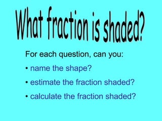What fraction is shaded? ,[object Object],[object Object],[object Object],[object Object]