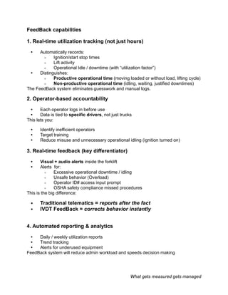 IVDT FeedBack Systems: Real Time Forklift Operational Activities ...