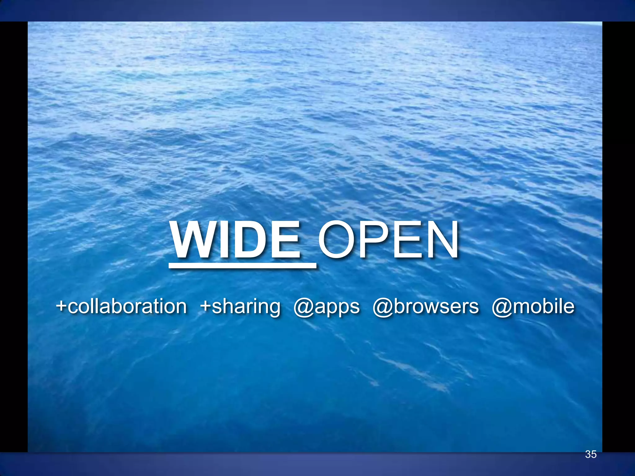 35WIDE OPEN+collaboration  +sharing  @apps  @browsers  @mobile