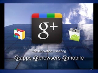 +collaboration +sharing<br />@apps @browsers @mobile<br />30<br />
