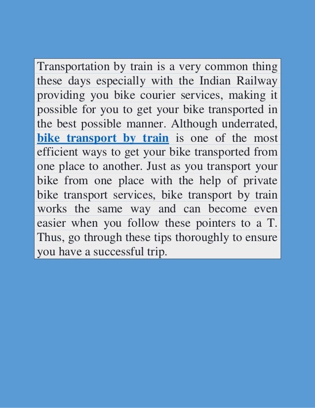 Bike Transport by Train Procedure