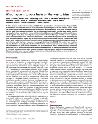 C O G N I T I V E N E U R O S C I E N C E
What happens to your brain on the way to Mars
Vipan K. Parihar,1
Barrett Allen,1...