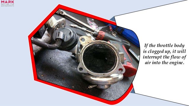 If the throttle body
is clogged up, it will
interrupt the flow of
air into the engine.
 