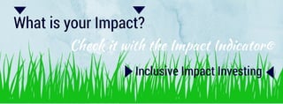 What is your Impact?
Inclusive Impact Investing
Check it with the Impact Indicator©
 