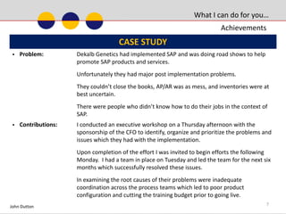 What I can do for you…3Executive SummaryHe is particularly adept at working in other cultures.  He has collaborated with and provided services to businesses in Asia, the Americas and Europe to prestigious firms including: