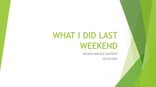 WHAT I DID LAST 
WEEKEND 
WILSON ANGULO SANTOYO 
1012413567 
 
