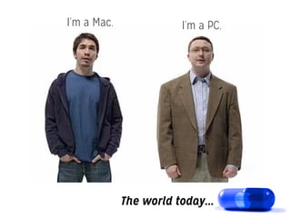 I’m a Mac.

I’m a PC.

The world today...

 