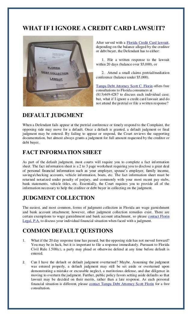 What if i ignore a credit card lawsuit