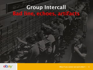 What if you cannot see each other? 12
Group Intercall
Bad line, echoes, artifacts
 
