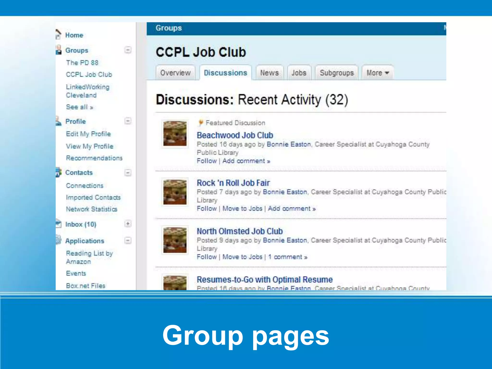 Group pages
 