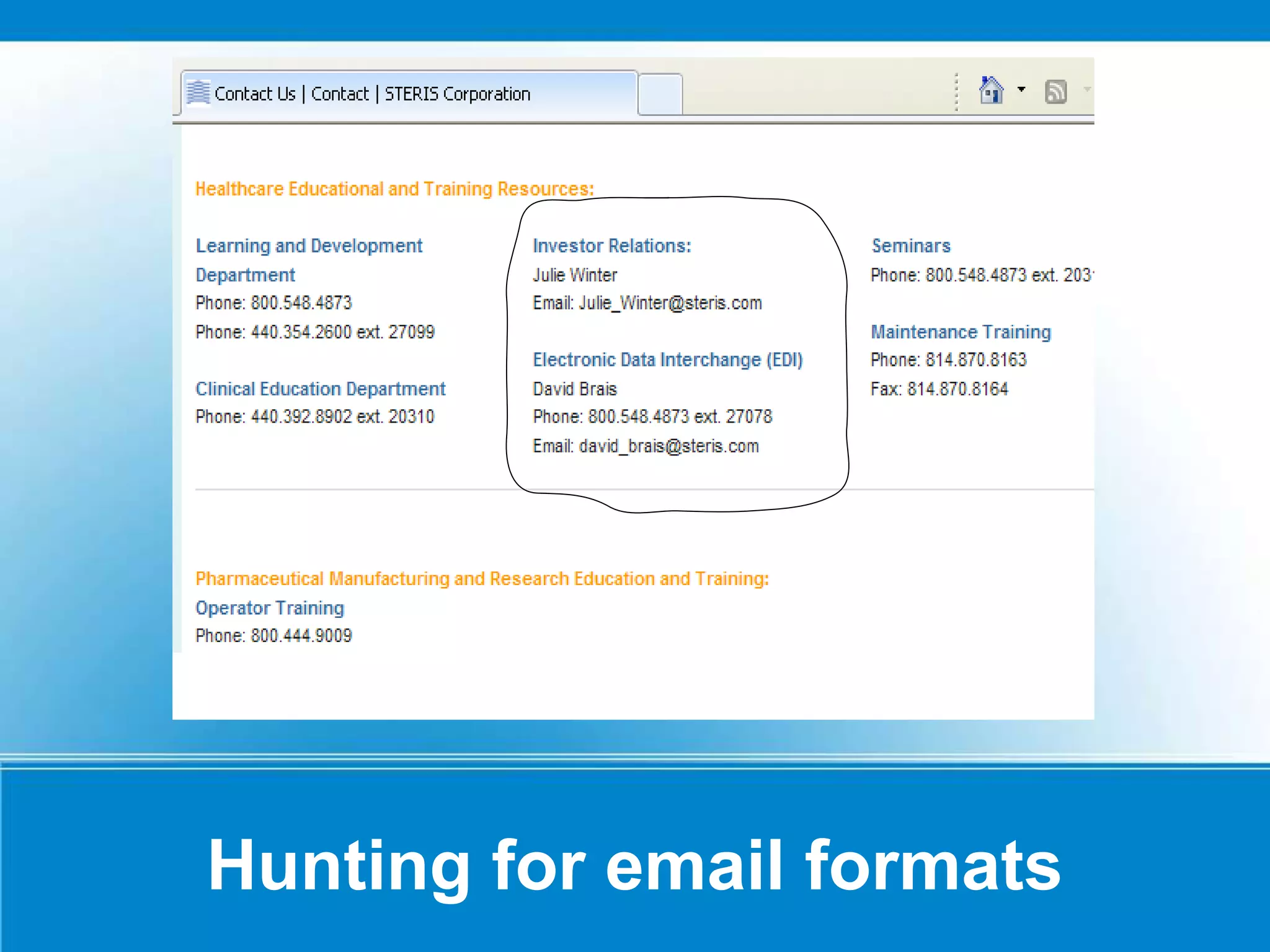 Hunting for email formats
 