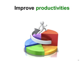 Improve productivities
18
 