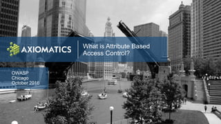 What is Attribute Based
Access Control?
OWASP
Chicago
October 2016
 