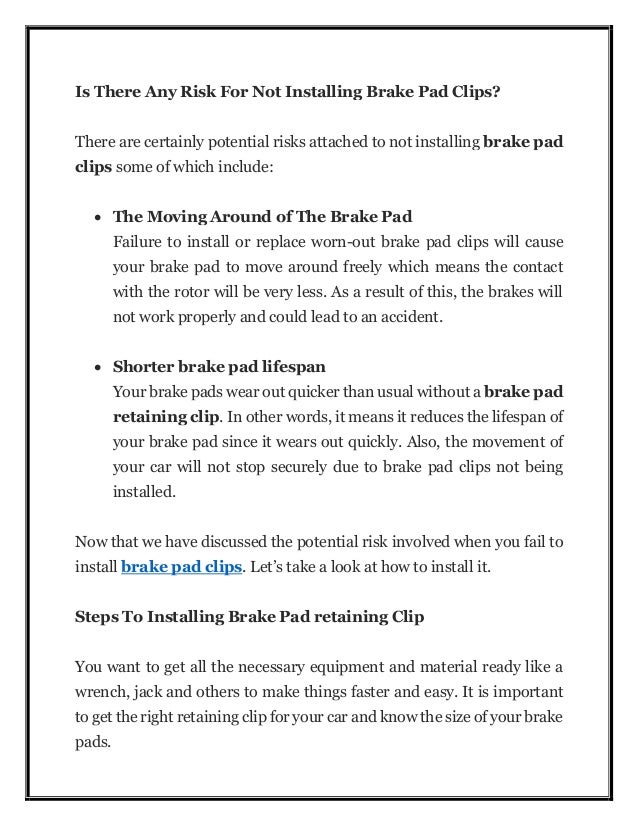 Brake Pad Retaining Clip What are they and How Do They Work