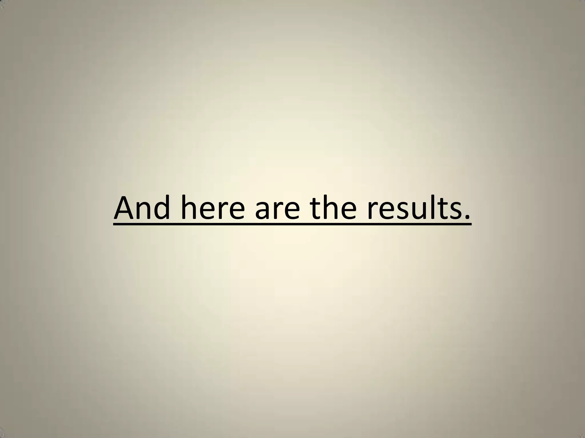 And here are the results.
 