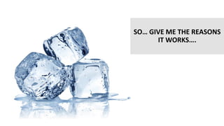 SO… GIVE ME THE REASONS
IT WORKS….
 