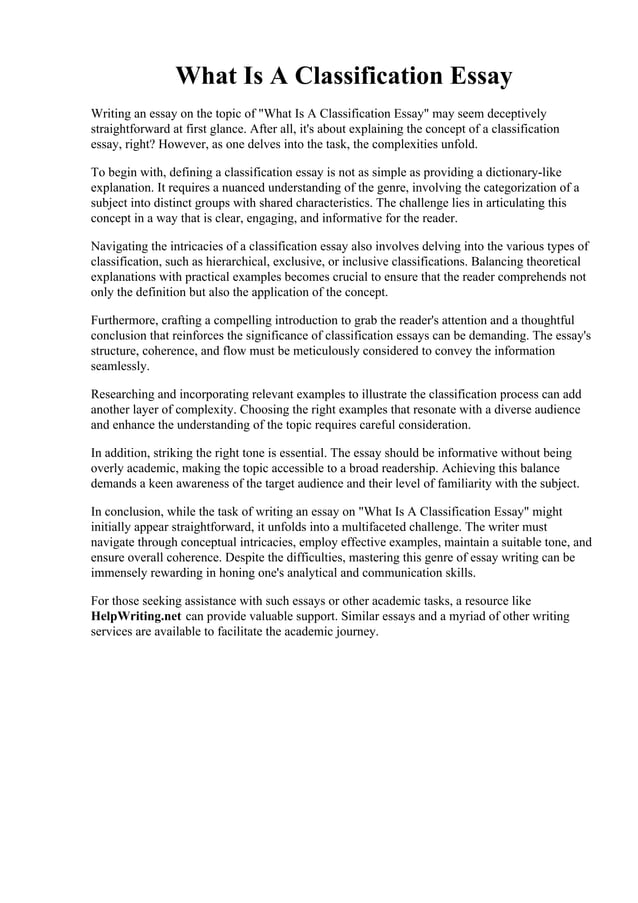 What Is A Classification Essay. Classification Essay Examples sample ...