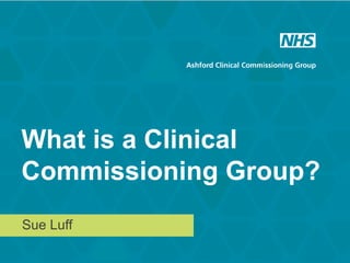 What is a Clinical
Commissioning Group?
Sue Luff
 