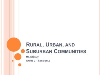 Rural, Urban, and Suburban CommunitiesMr. StosuyGrade 2 – Session 2