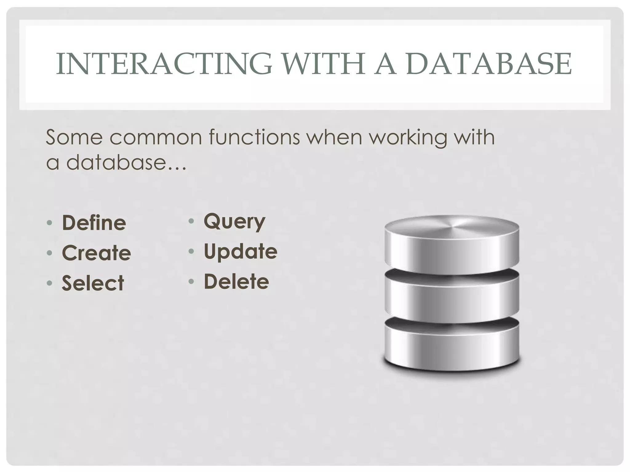 Learn Database Design with MySQL - Chapter 1 - What is a database | PPT