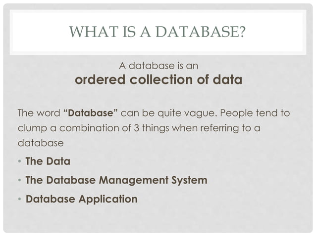 Learn Database Design with MySQL - Chapter 1 - What is a database | PPT