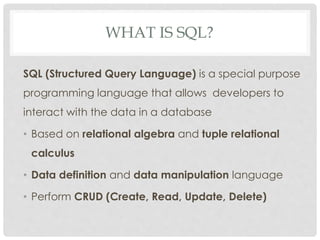 Learn Database Design with MySQL - Chapter 1 - What is a database | PPT