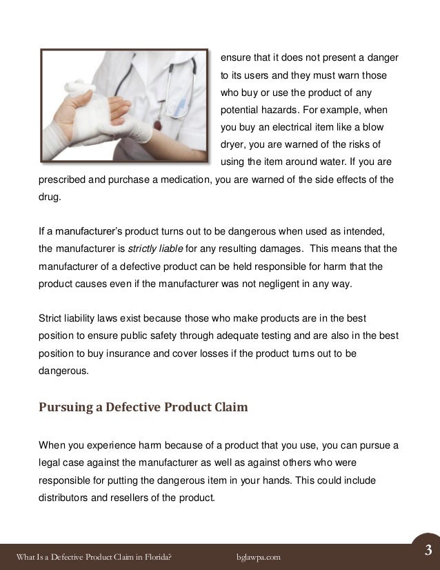 Defective Products Examples