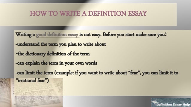 Words to write a definition essay on