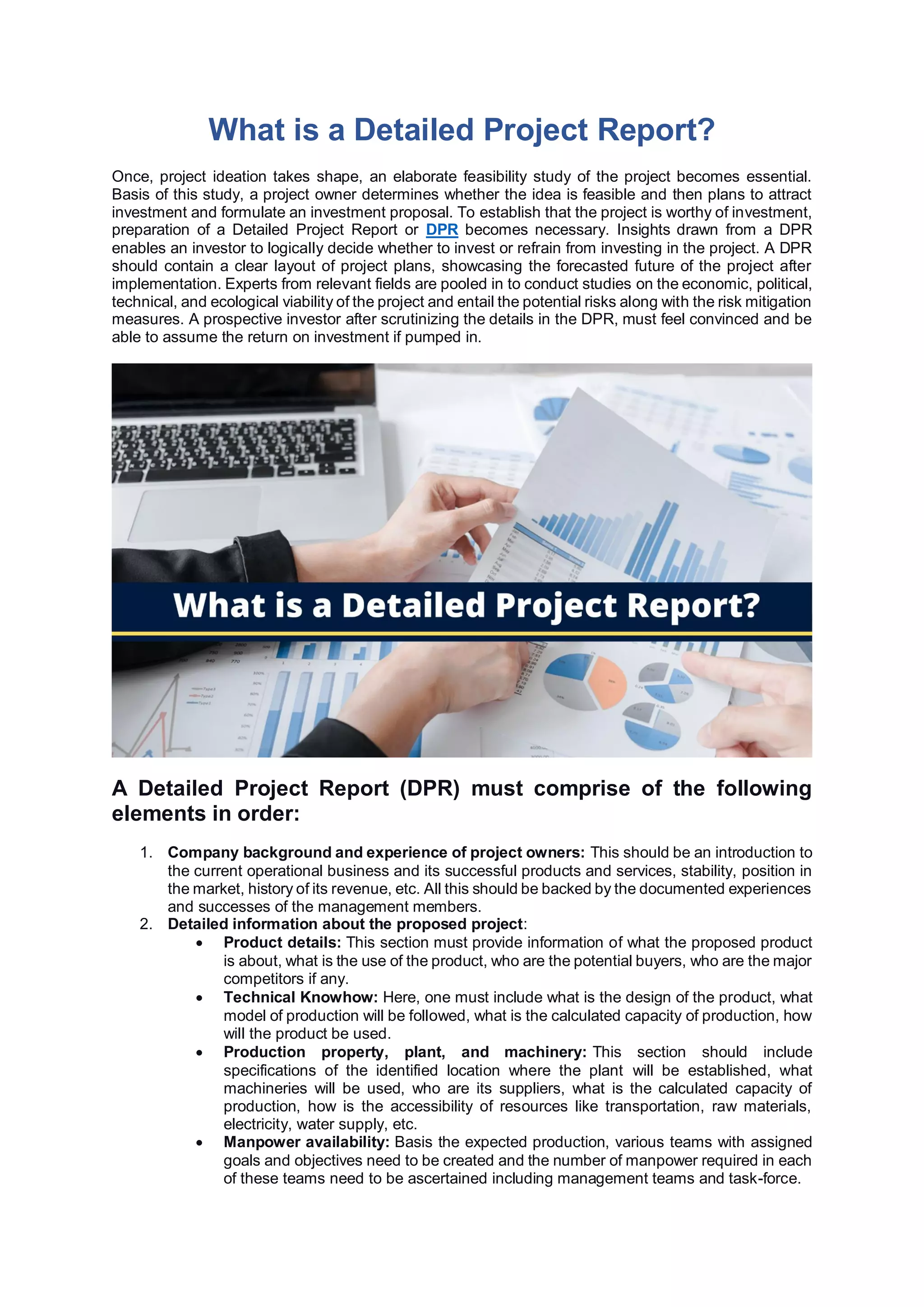 What is a detailed project report | PDF