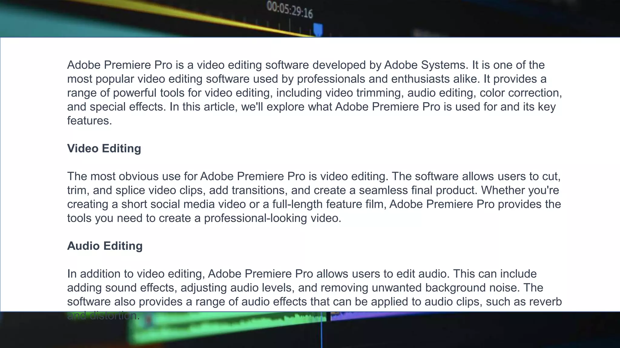 What is Adobe Premiere Pro Used For.pptx