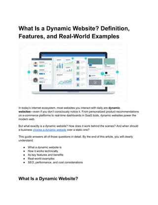 What Is a Dynamic Website? Definition, Features & Examples | PDF