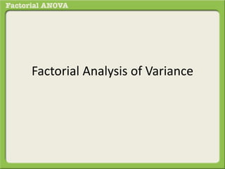 Factorial Analysis of Variance 
 