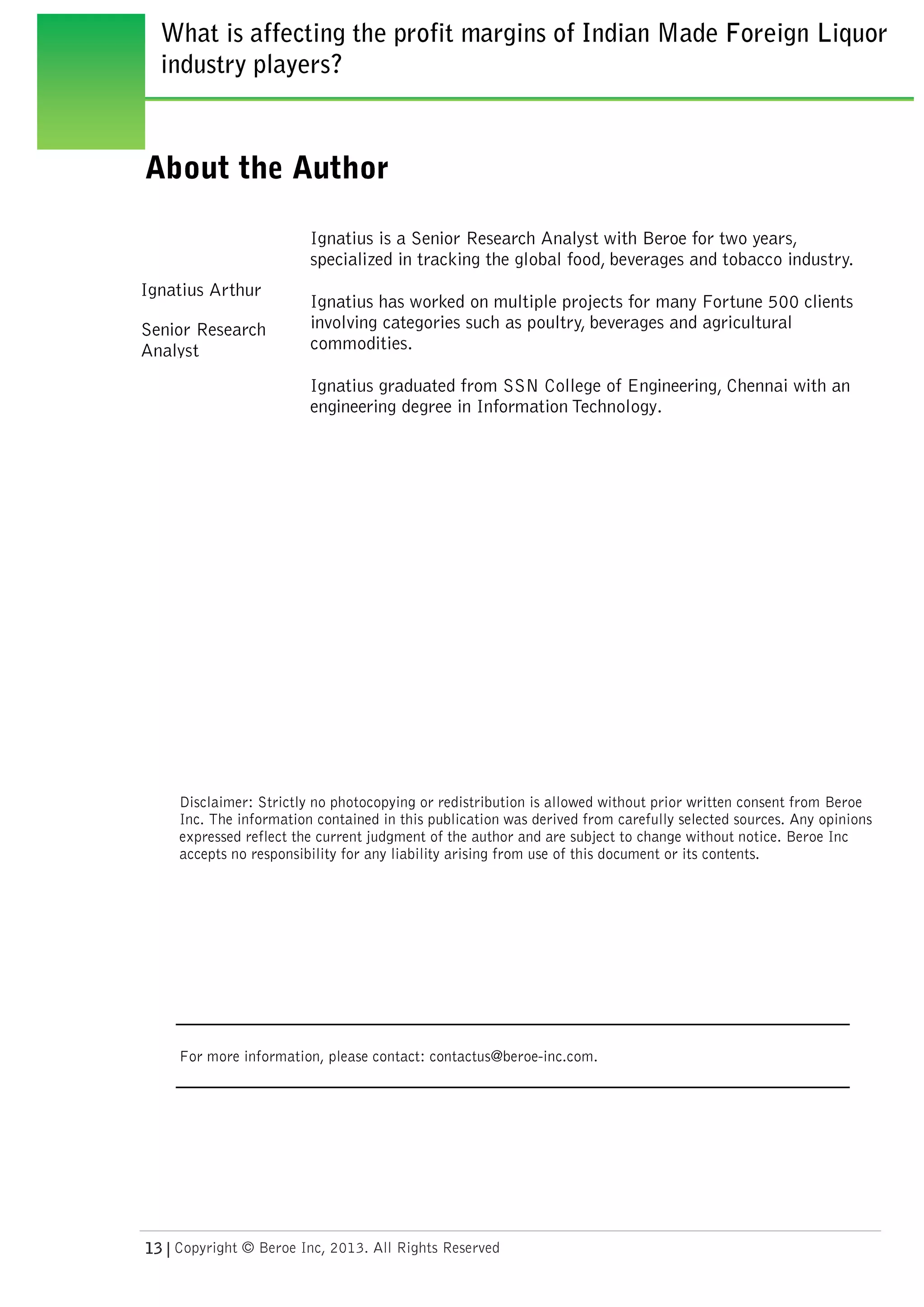 What is affecting the profit margins of Indian Made Foreign Liquor (IMFL) industry players
