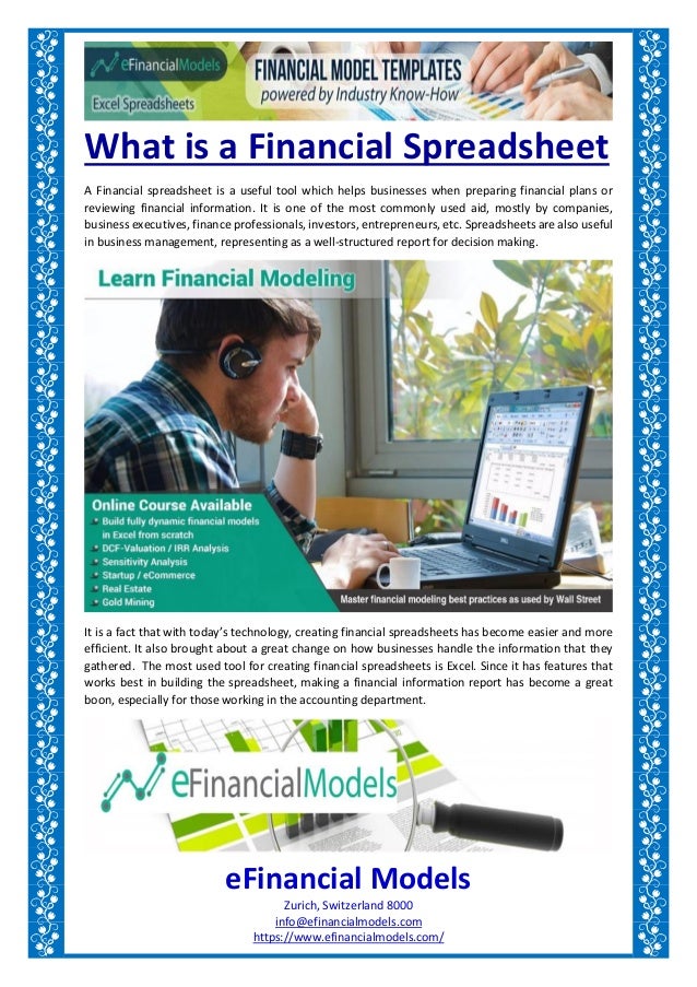 what is a financial spreadsheet creating financial models in excel