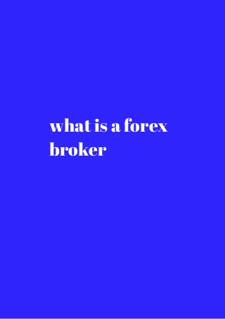 what is a forex 
broker 
 