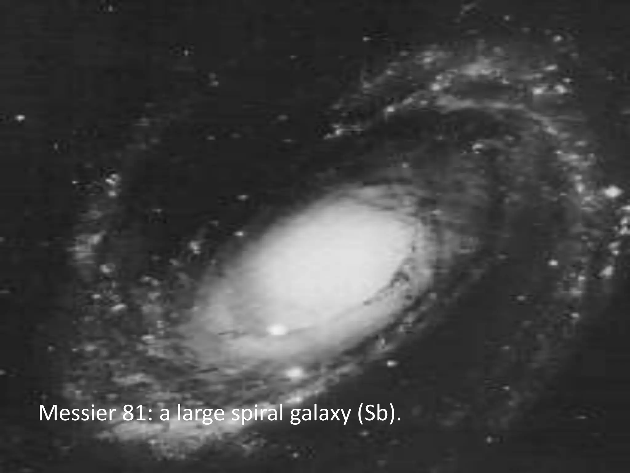 Messier 81: a large spiral galaxy (Sb).
 