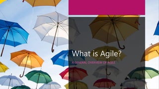 What is Agile?
A GENERAL OVERVIEW OF AGILE
 