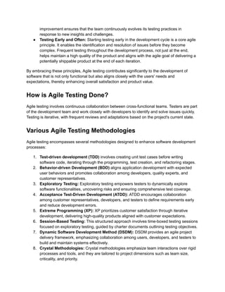 What is Agile Software Testing.? Benefits of Agile Testing? | PDF ...