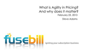 What is Agility in Pricing?
And why does it matter?
February 23, 2013

Steve Adams

 