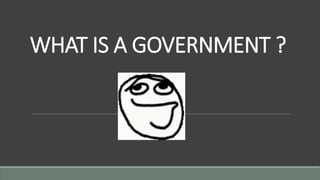 WHAT IS A GOVERNMENT ?
 