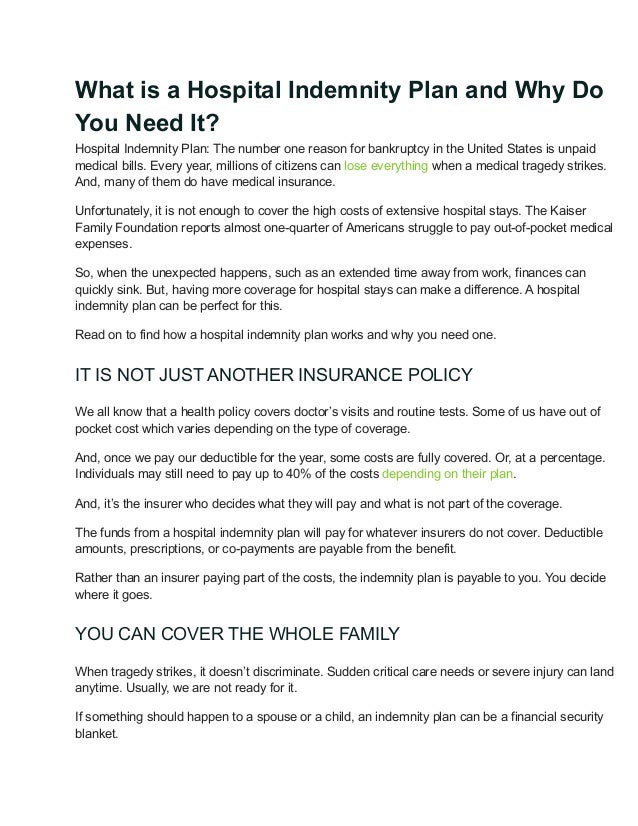 What is a hospital indemnity plan and why do you need it