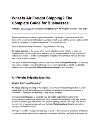 Comprehensive Guide to Air Freight Shipping for Businesses | PDF