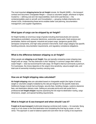 Comprehensive Guide to Air Freight Shipping for Businesses | PDF
