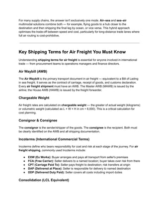 Comprehensive Guide to Air Freight Shipping for Businesses | PDF