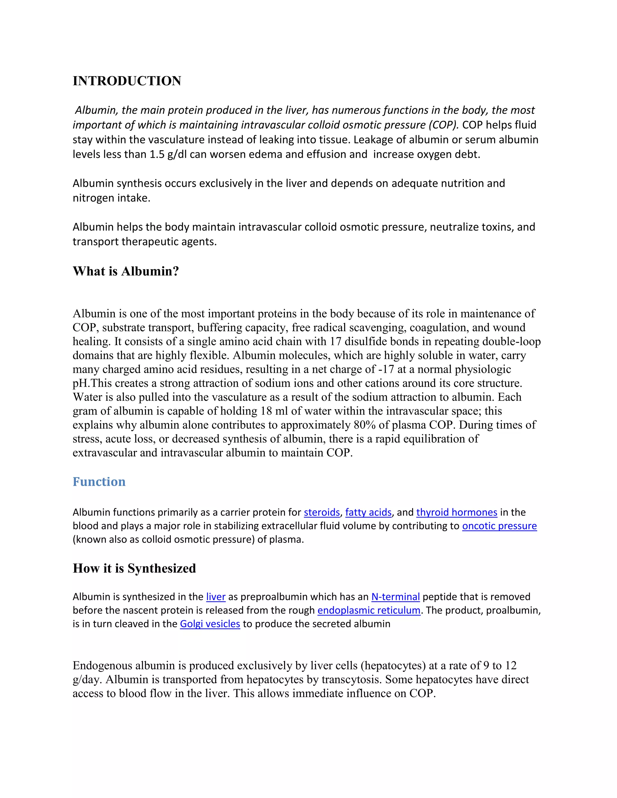 What Is Albumin docx Digestive Disorders Diseases And Conditions What is albumin docx digestive disorders diseases and conditions