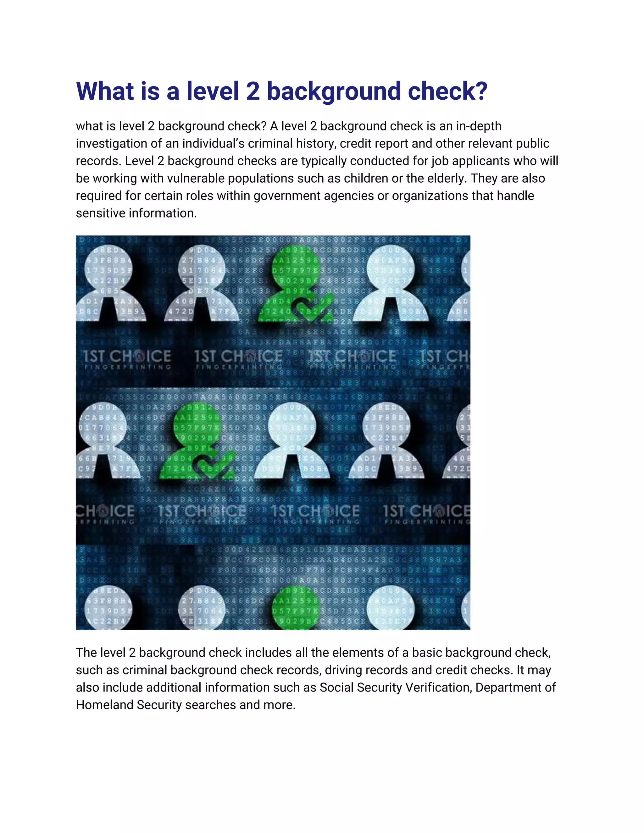 What is a level 2 background check PDF